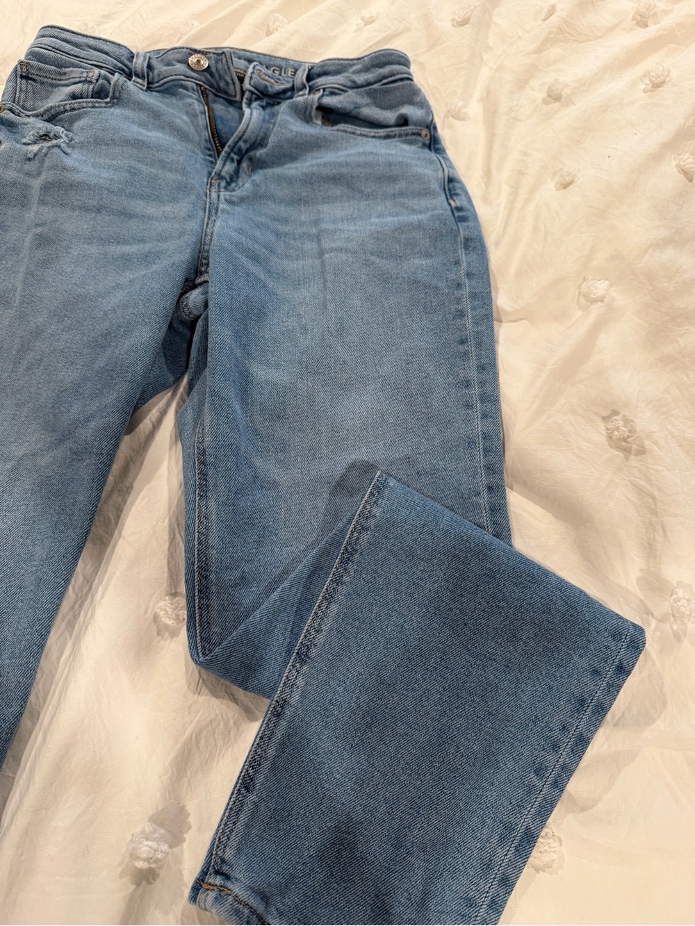 American Eagle Outfitters Light Blue Denim Jeans with Tan Patch